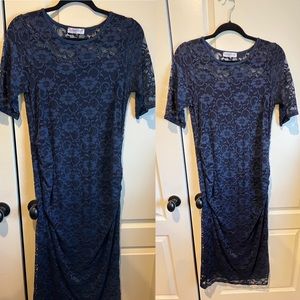 Navy blue lace maternity dress